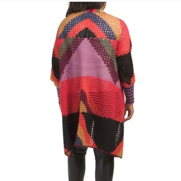 Farm Rio Juliana Stripes Cardigan Sweater Open Crochet  $295 NWT - Picture 6 of 8